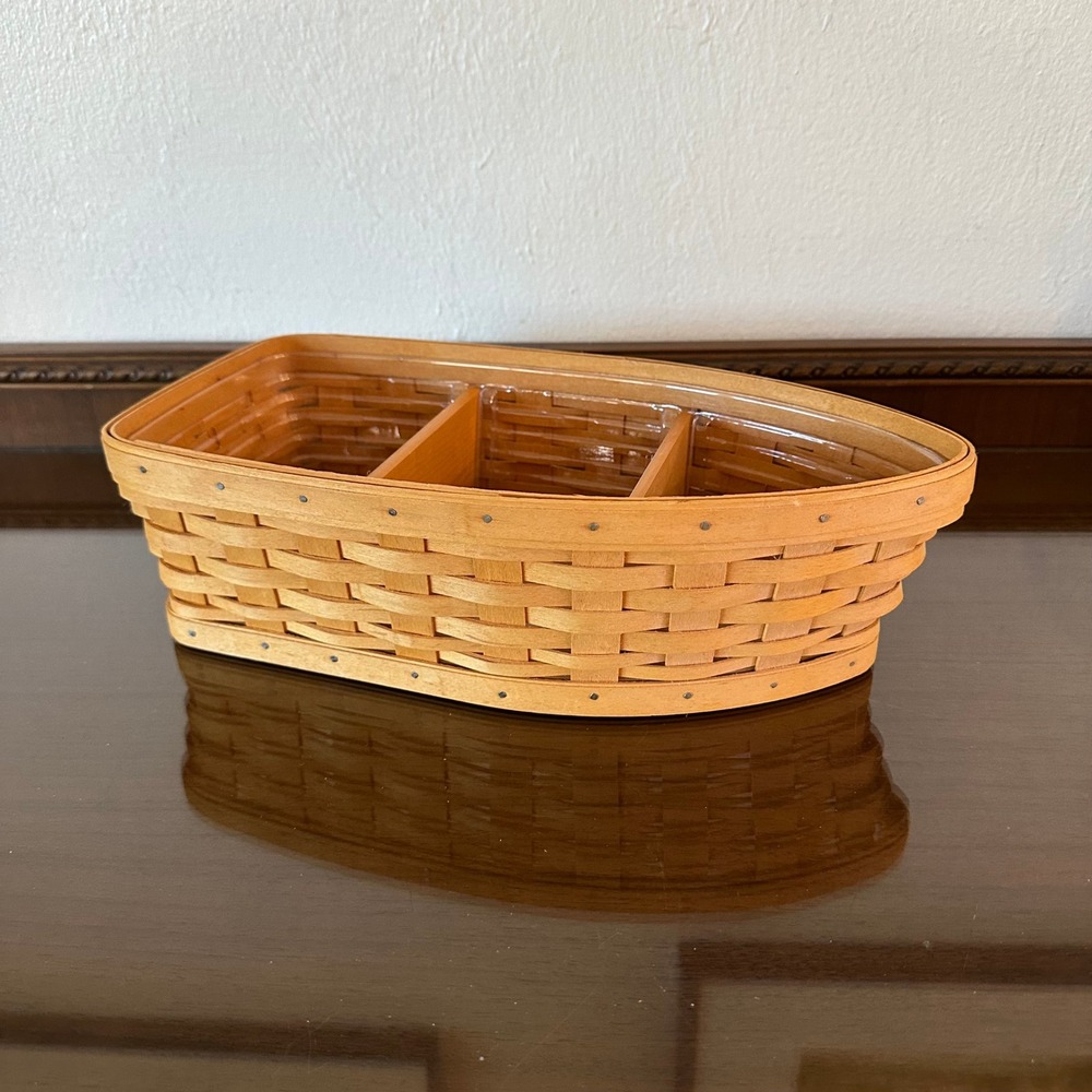 Longaberger 2002 Row Your Boat Basket with Plastic Protector and Wood Dividers